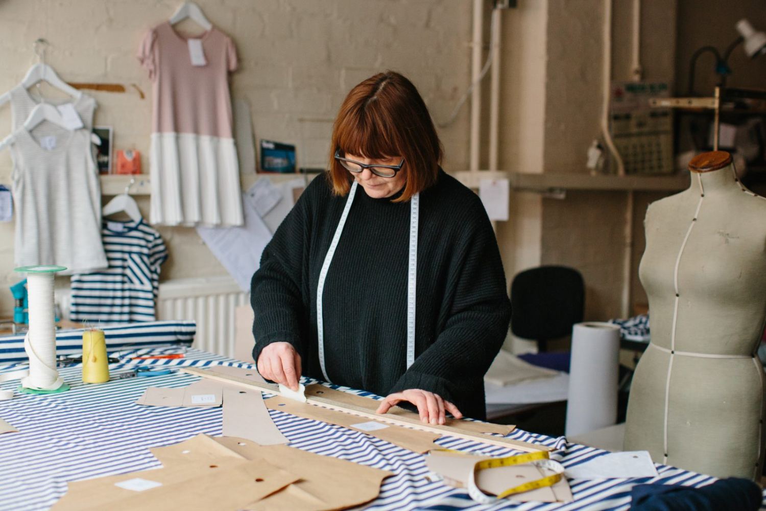 The pattern cutter, Leicester factory, 2017